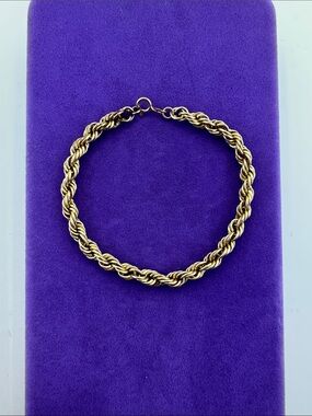 💛 Vintage 10k Gold Rope Chain Bracelet | Thick Layering